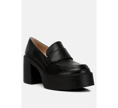 Elspeth Womens Heeled Platform Leather Loafers