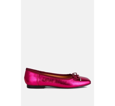 Primrose Metallic Pleather Bow Ballerinas