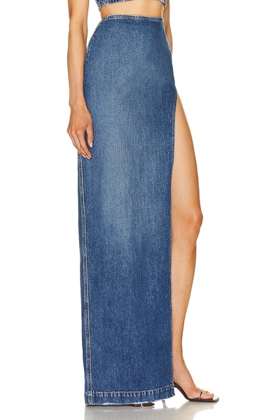 High Slit Denim Skirt