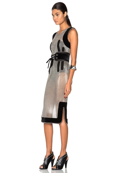 Belted Dress with Ball Chain Outline