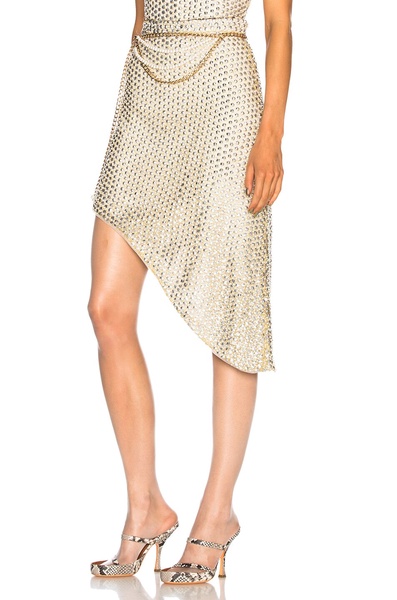 Beaded Asymmetric Hem Skirt