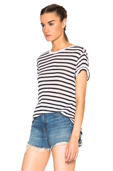 Stripe Linen-Blend Tee