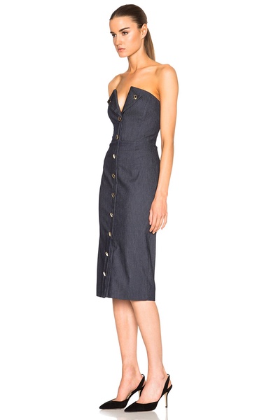 Stretch Denim Strapless Dress