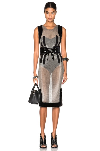 Belted Dress with Ball Chain Outline