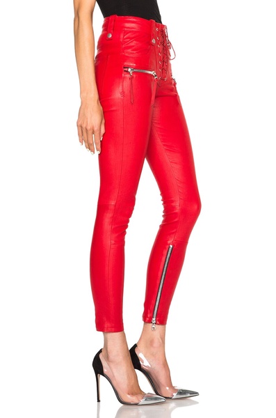 Lace Front Leather Skinny Pants