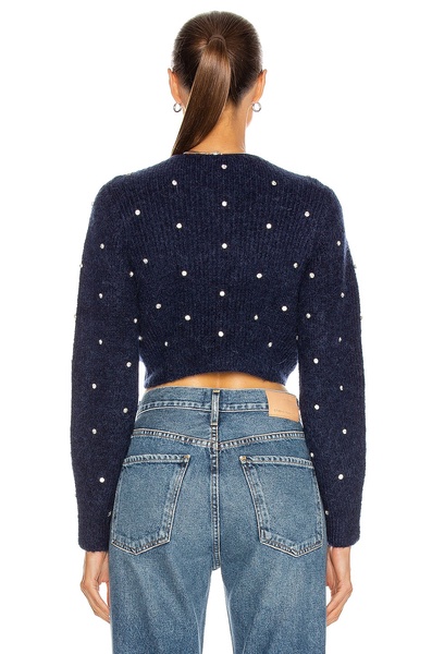 Diamante Front Twist Cropped Sweater