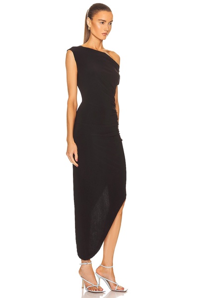 Drop Shoulder Side Drape Gown