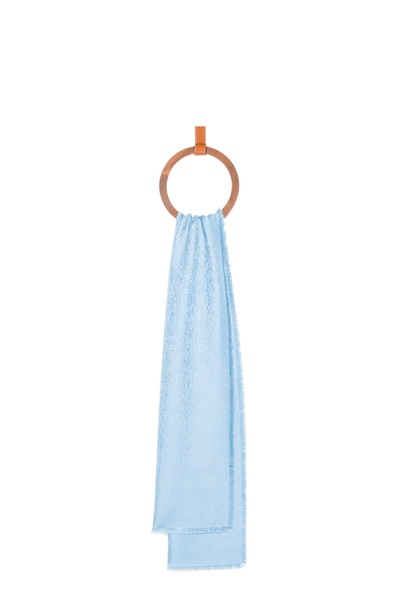 Anagram-print fringed-trim wool-blend scarf