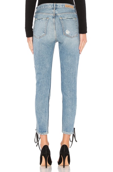 KAROLINA strappy high-waisted straight-leg jeans