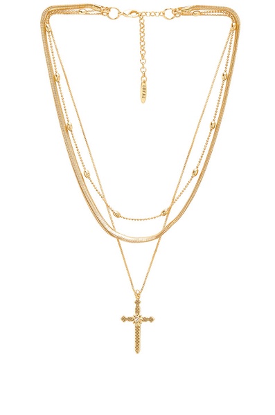 snake print cross charm necklace