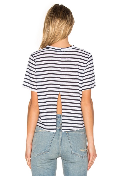 Striped hollow short T-shirt