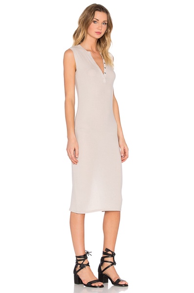 Sleeveless henley midi dress