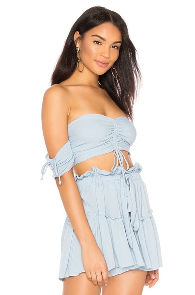 TIARA lace-up front crop top