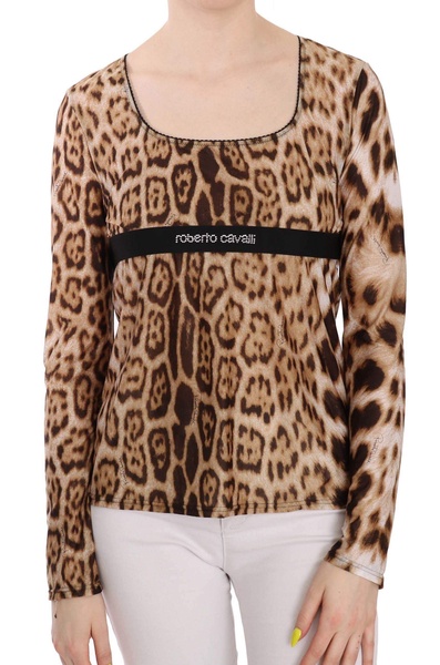 Roberto Cavalli   Round Neck Leopard Women Top Blouse