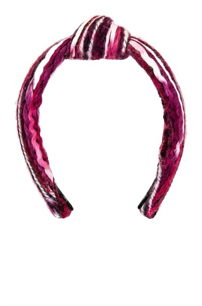 mixed yarn knotted headband in berry