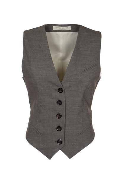 Philosophy Di Lorenzo Serafini Dart-Detailed V-Neck Waistcoat