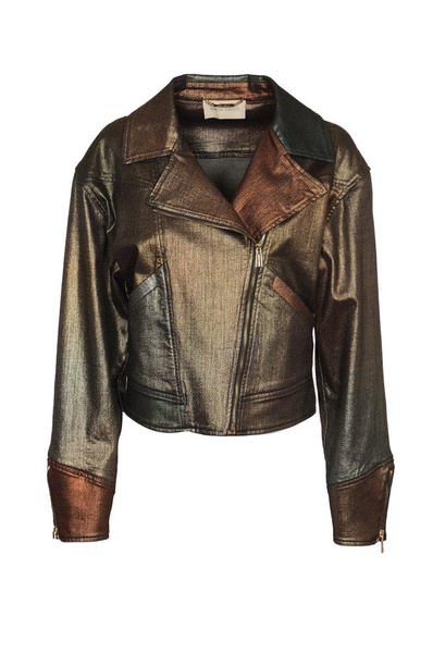 Alberta Ferretti Metallic Effect Panelled Denim Jacket