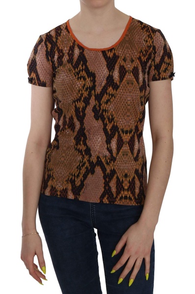 Just Cavalli Snake Skin Print Short Sleeve Top T-shirt