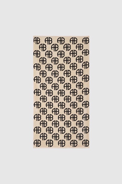 Bahia Towel - Beige Monogram Print