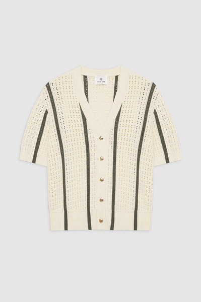 Camryn Cardigan - Ivory And Army Green Stripe