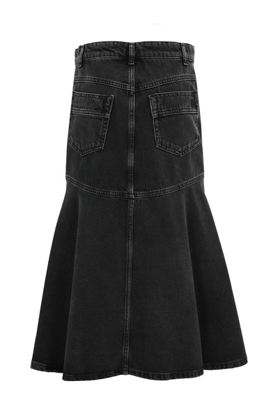 Black Denim Midi Skirt