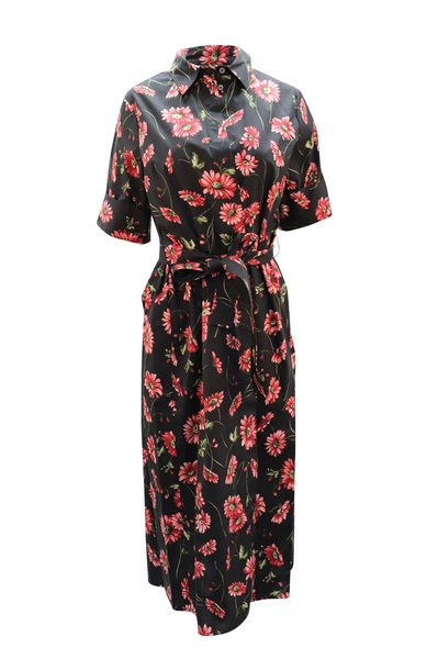 floral pint maxi dress in black cotton