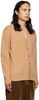 Beige 7G Elbow Patch Cardigan