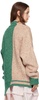 Beige & Green Half & Half Sweater