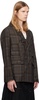 Brown SOE Check Wrap Double-Breasted Blazer