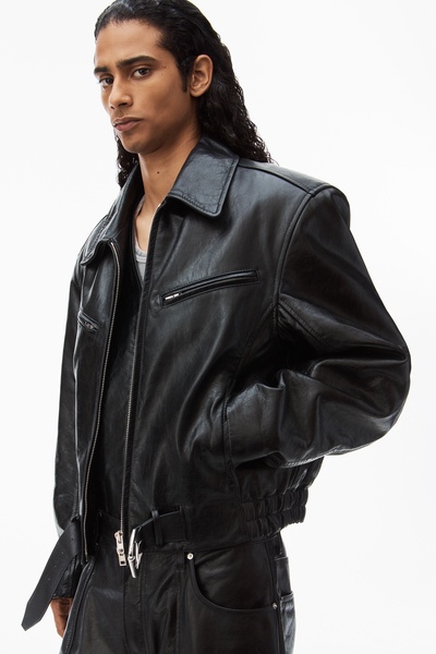 Biker Jacket In Crackle Patent Leather 