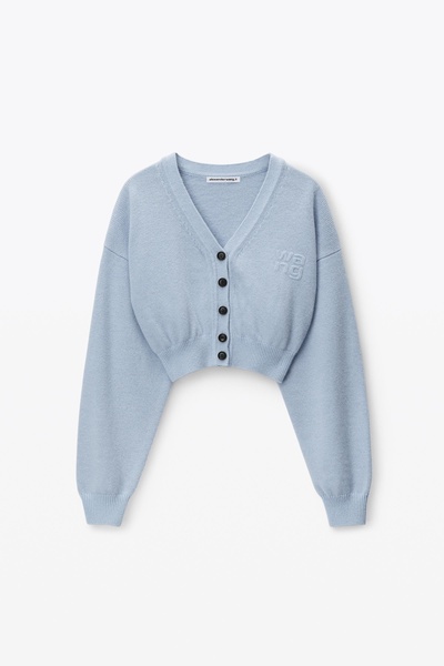 logo-embossed cropped cardigan