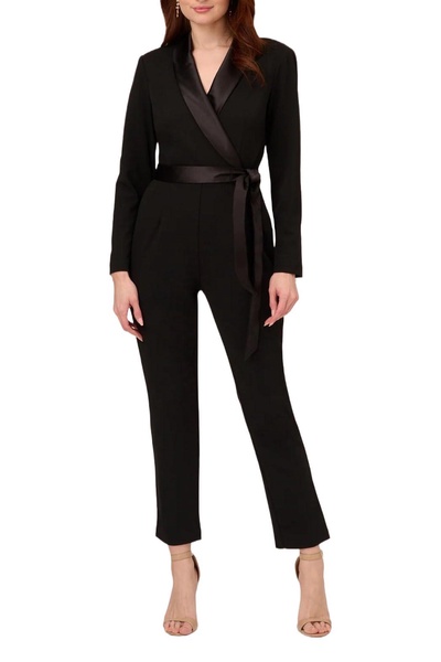 Adrianna Papell womens Crepe Tuxedo Jumpsuit