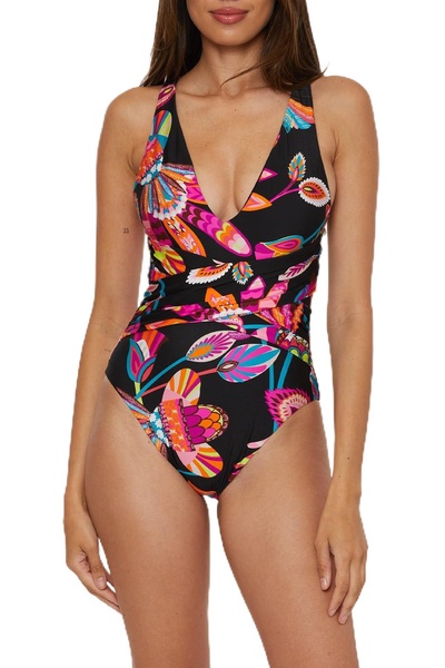 Trina Turk Women's Luminary One Piece Swimsuit, Floral Print, Adjustable, Bathing Suits