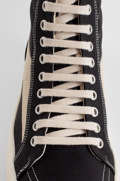 RICK OWENS Black Cotton Sneakers with Contrast Stitching and Branded Leather Insole for Women - SS24