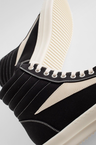 RICK OWENS Black Cotton Sneakers with Contrast Stitching and Branded Leather Insole for Women - SS24