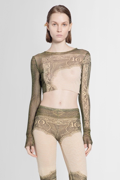 cartouche print mesh crop top