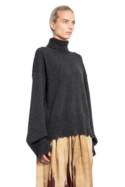 frayed cashmere turtleneck sweater