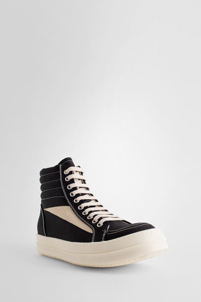 RICK OWENS Black Cotton Sneakers with Contrast Stitching and Branded Leather Insole for Women - SS24