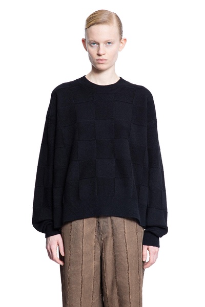 polka-squares crewneck jumper