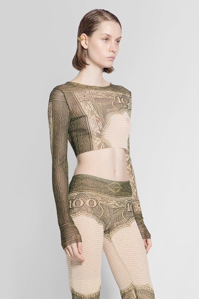 cartouche print mesh crop top