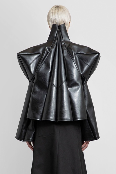 sculptural faux leather biker jacket