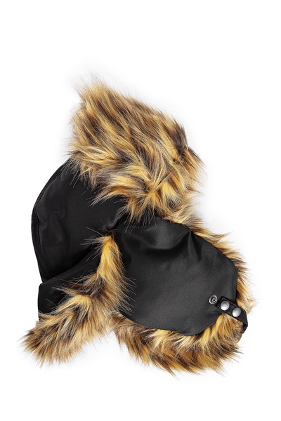 chapka with leopard faux fur hat