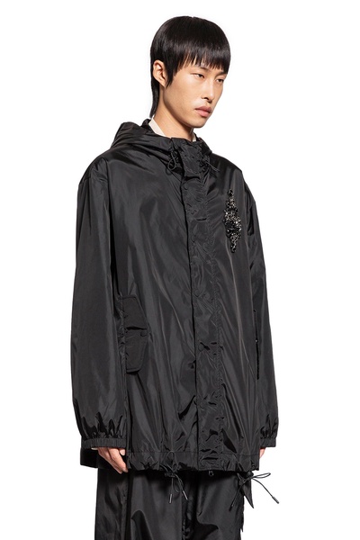 embellished button placket parka