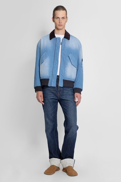 Loewe Blue Washed Effect Zipped Cotton Bomber Jacket Men