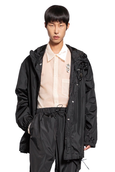 embellished button placket parka