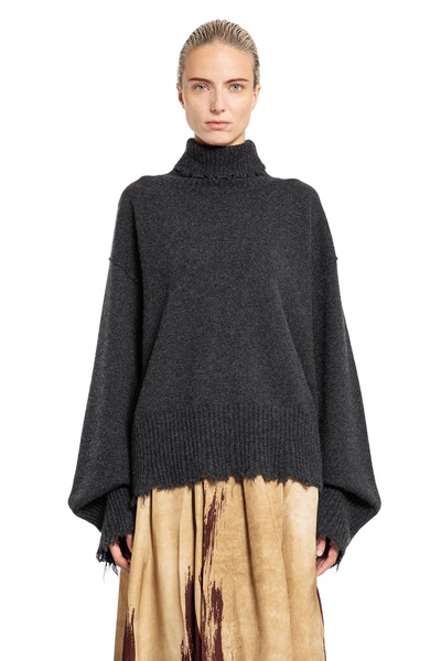 frayed cashmere turtleneck sweater