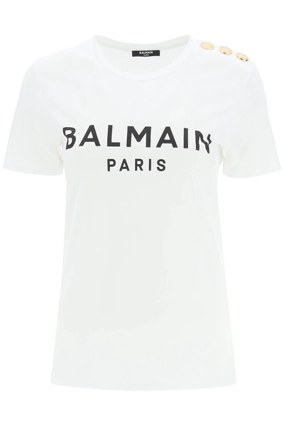 Balmain Logo T Shirt With Buttons