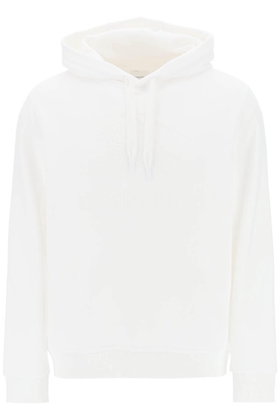 BURBERRY Men's White Cotton Terry Cloth Sweatshirt with Tonal EKD Logo