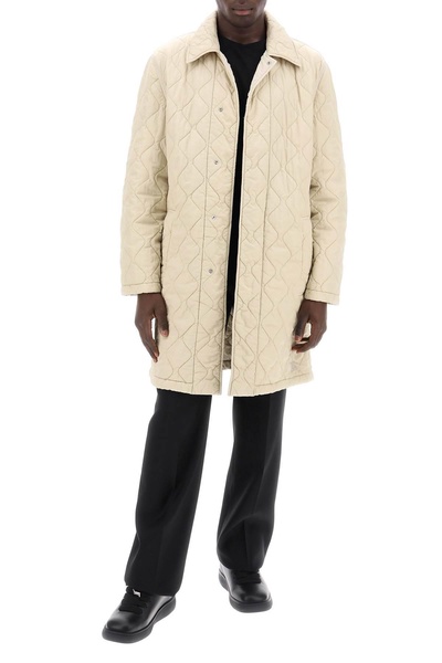 BURBERRY Quilted Nylon Midi Car Jacket for Men in Neutral Color