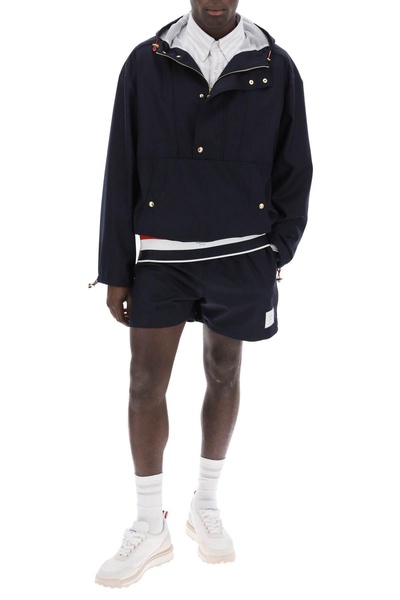 THOM BROWNE Nautical Blue Wool Bermuda Shorts for Men with Elastic Waistband - SS24